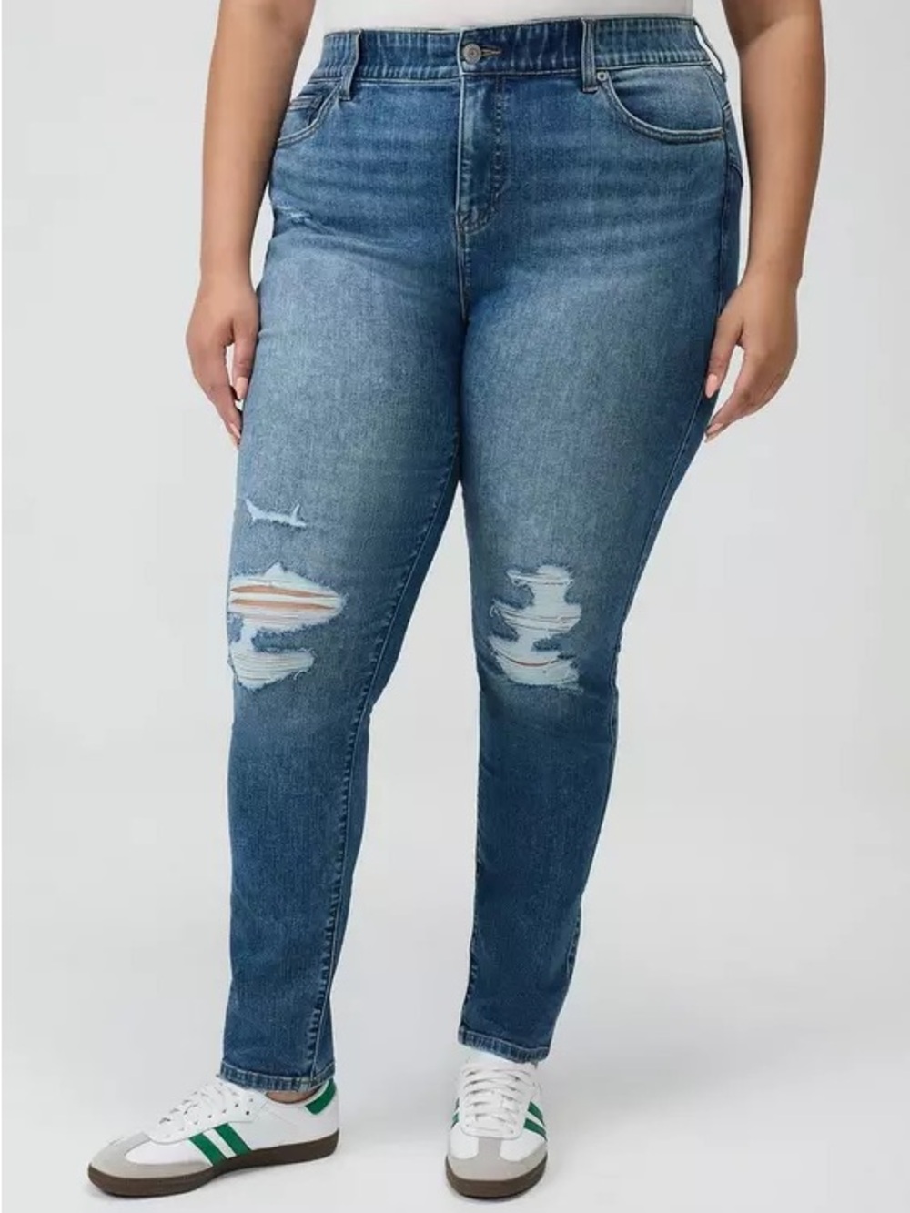 torrid Bombshell High-Rise Distressed Look Skinny in Jeans Tall Length